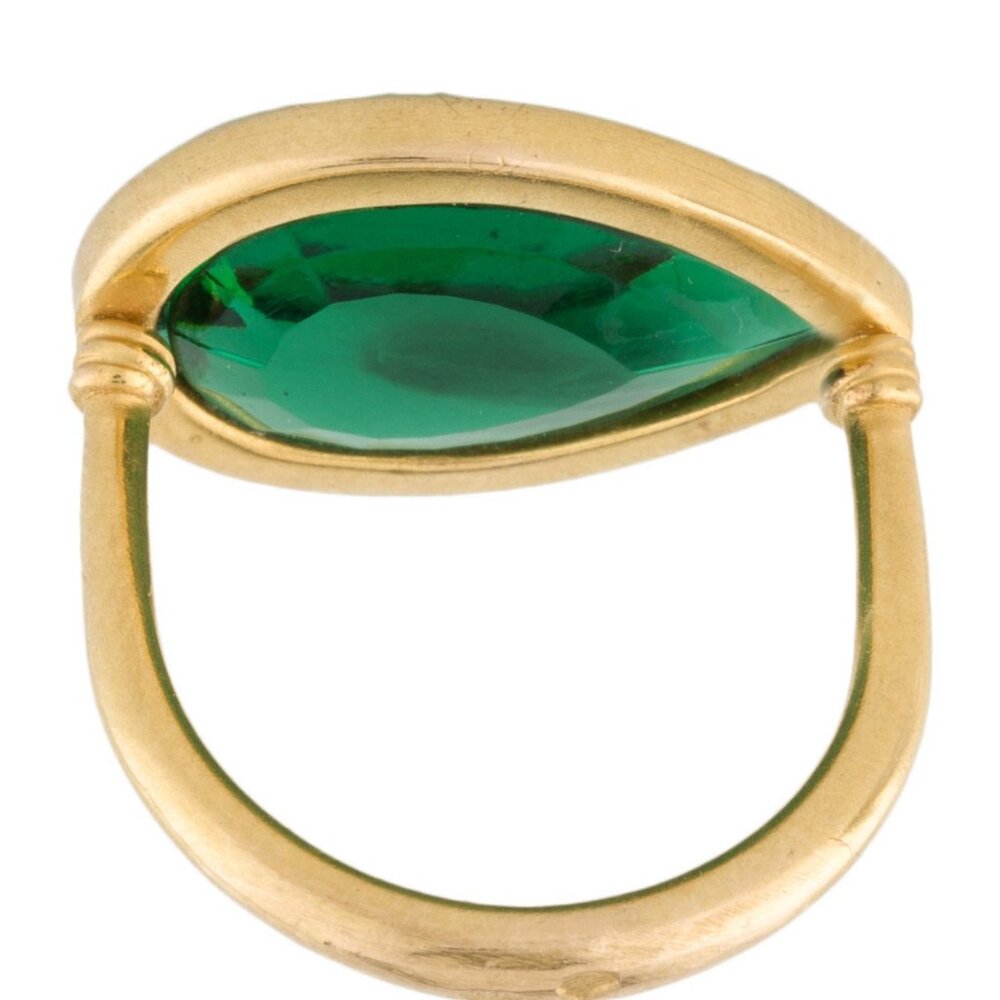 MARIE HELENE DE TAILLAC X BACCARAT 18K SYNTHETIC EMERALD CRYSTAL COCKTAIL RING - Picture 6 of 9